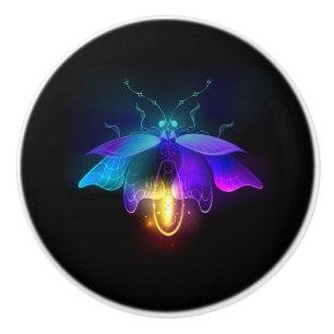 Bouton De Porte En Céramique Neon Firefly sur noir