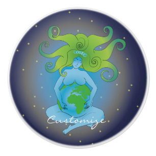 Bouton De Porte En Céramique New Age Gaia Goddess Thunder_Cove