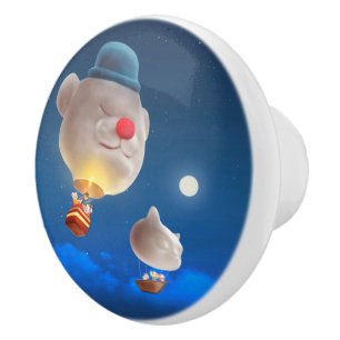 Bouton De Porte En Céramique Night Sky Balloon Adventure