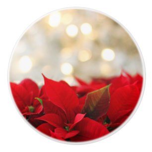Bouton De Porte En Céramique Noël Poinsettia