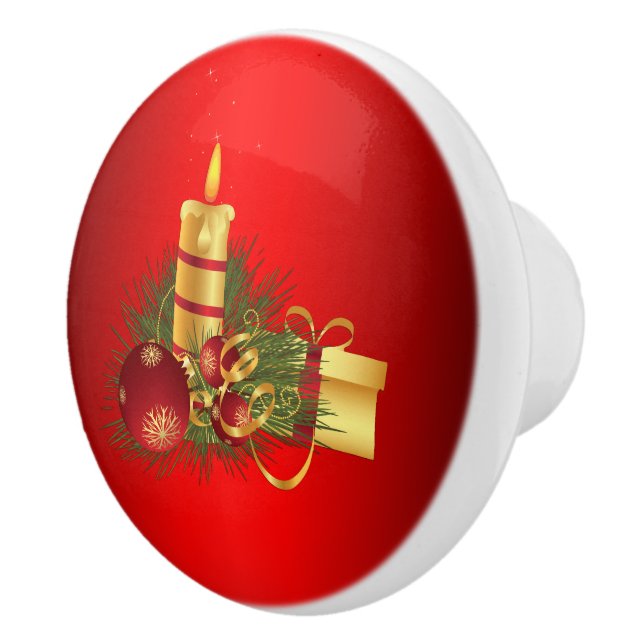 Bouton De Porte En Céramique Noël rouge (Droite)