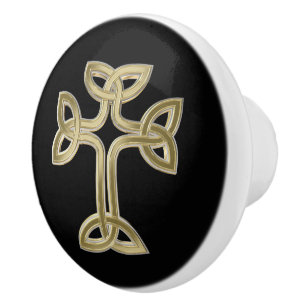 Bouton De Porte En Céramique nœud de croix celtique