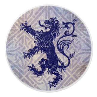 Bouton De Porte En Céramique Noeud effréné écossais de Celtic de bleu marine de