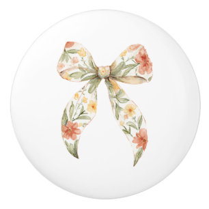 Bouton De Porte En Céramique Nœud papillon floral jaune beurre rouge
