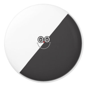 Bouton De Porte En Céramique Noir & Blanc Smile Face Ceramic Knox