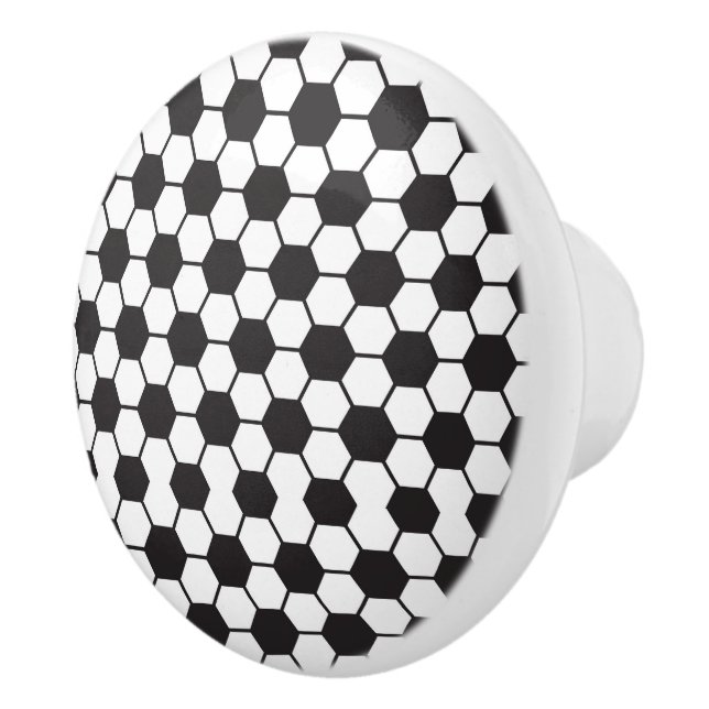 Bouton De Porte En Céramique Noir Blanc Soccer Motif Chic tendance (Droite)