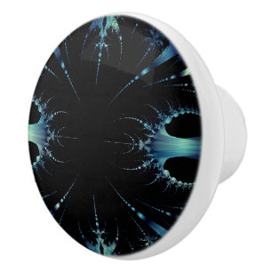 Bouton De Porte En Céramique Noir et bleu factice dentelé