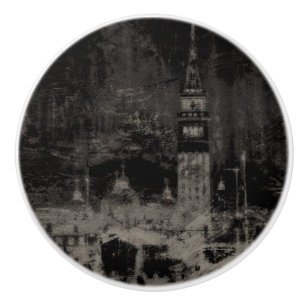 Bouton De Porte En Céramique Noir et Taupe en survol Skyline Venise Italie