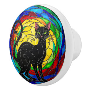 Bouton De Porte En Céramique Noir Noir Noir Knob, mosaïque colorée