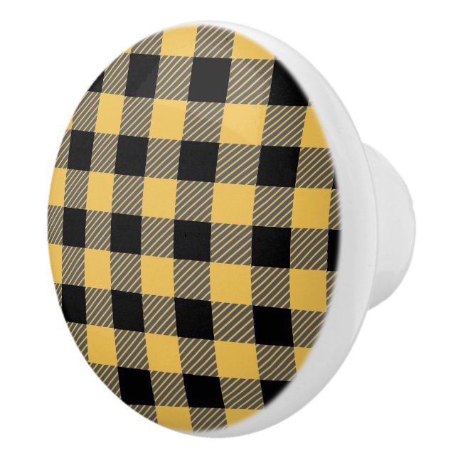 Bouton De Porte En Céramique Noir Plaid Custom Ceramic Knob (Droite)