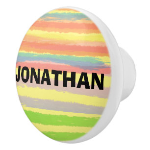 Bouton De Porte En Céramique NOM Bleu Orange Green Stripes Ceramic Knob