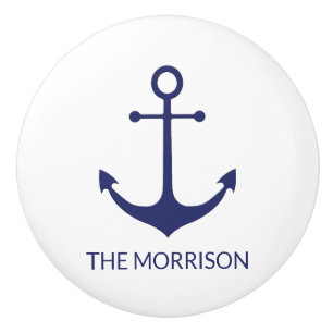 Bouton De Porte En Céramique Nom de bateau personnalisé ancre nautique marine 
