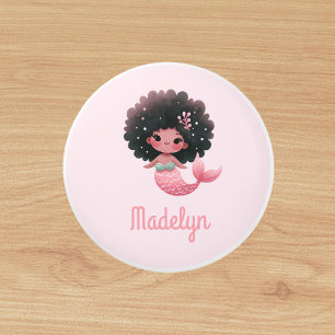 Bouton De Porte En Céramique Nom de la princesse Mermaid rose blanc