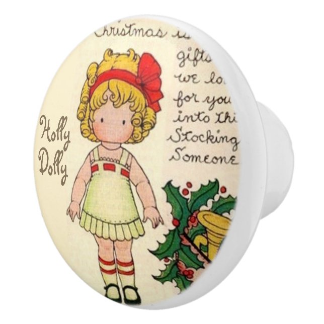 Bouton De Porte En Céramique Nom personnalisé Dolly Noël (Droite)