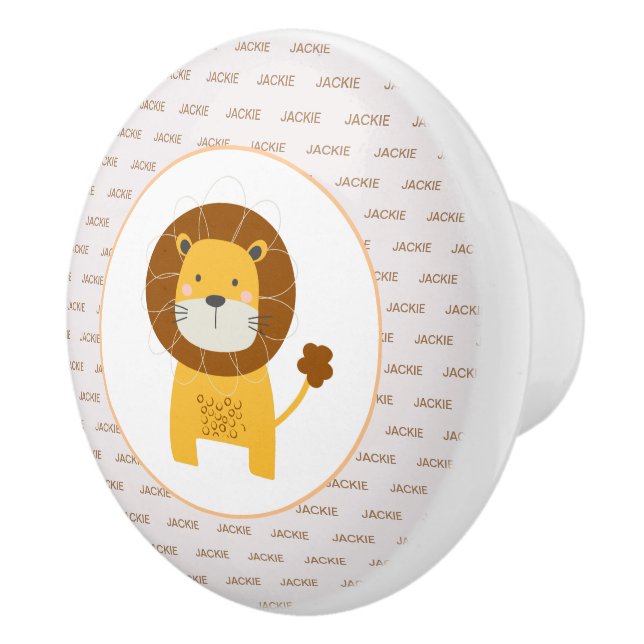 Bouton De Porte En Céramique Nom personnalisé mignon Lion unisex jungle thème p (Droite)