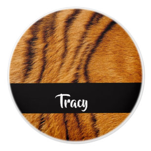 Bouton De Porte En Céramique Nom personnalisé peau de tigre