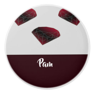 Bouton De Porte En Céramique Nom personnalisé rubis rouge pierres précieuses