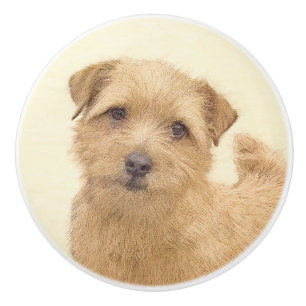 Bouton De Porte En Céramique Norfolk Terrier Peinture - Art Chien original