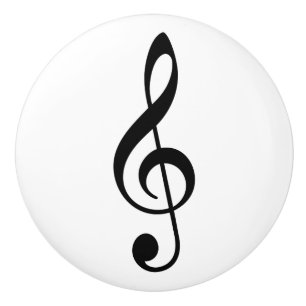 Bouton De Porte En Céramique Notation du symbole de musique Clé en Arbre noir