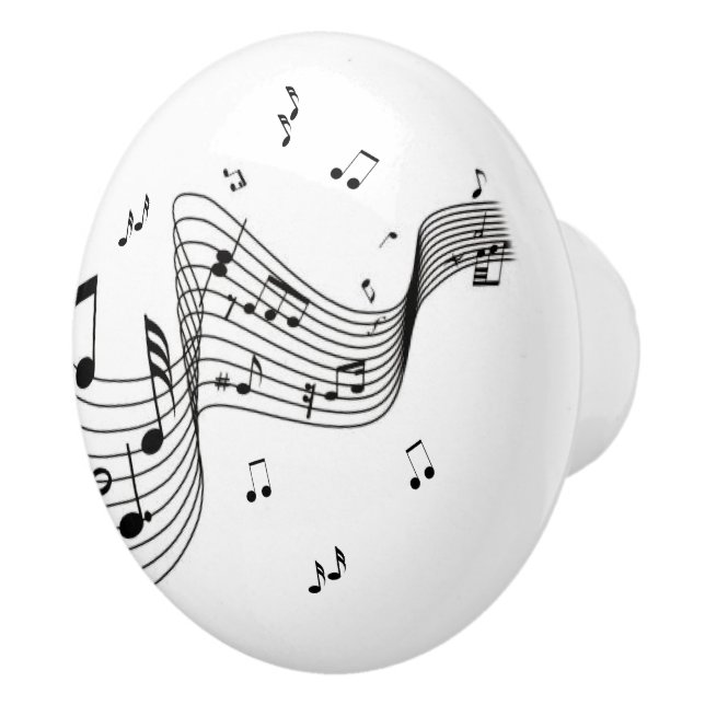 Bouton De Porte En Céramique Notes de musique cool (Droite)