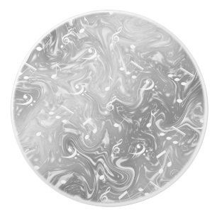 Bouton De Porte En Céramique notes élégantes de musique argentée en gris