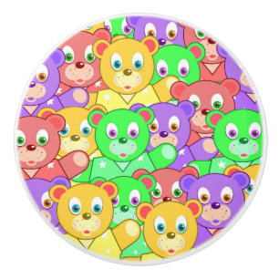BOUTON DE PORTE EN CÉRAMIQUE NOUNOURS COLORÉS