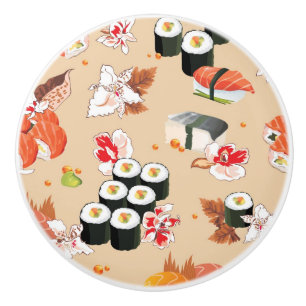 Bouton De Porte En Céramique Nourriture japonaise : Motif 3 de sushi