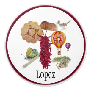 Bouton De Porte En Céramique Nouveau-Mexique Red Chile Pinõn Zia Hot Air Balloo