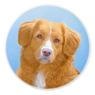 Bouton De Porte En Céramique Nouvelle-Écosse Peinture de chien pour l'essayeur