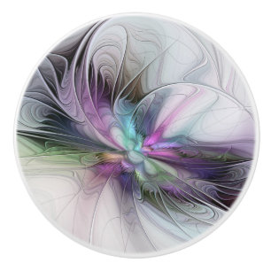 Bouton De Porte En Céramique Nouvelle vie, art abstrait fractal de fantaisie co