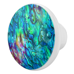 Bouton De Porte En Céramique Nouvelle-Zélande Abalone Paua Shell Motif 1a