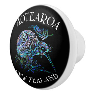 BOUTON DE PORTE EN CÉRAMIQUE NOUVELLE-ZÉLANDE KIWI PAUA KNOB CÉRAMIQUE