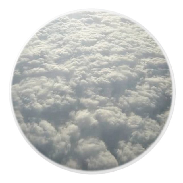 BOUTON DE PORTE EN CÉRAMIQUE NUAGES DE FLUFFE BLANC (Devant)