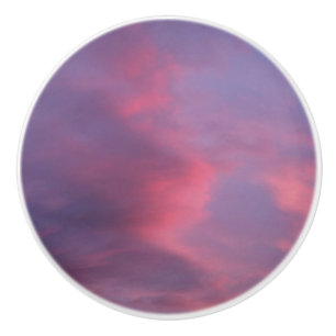 Bouton De Porte En Céramique Nuages roses bleus