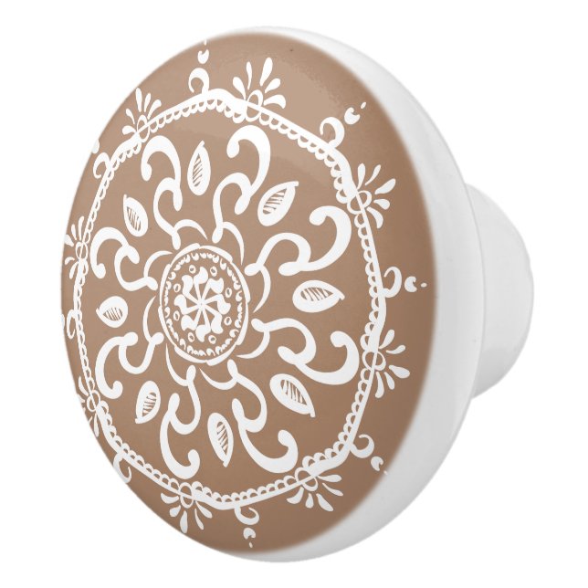 Bouton De Porte En Céramique Nutmeg Mandala (Droite)