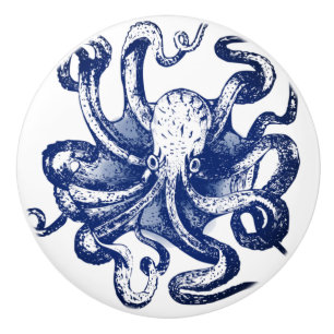 Bouton De Porte En Céramique Octopus bleu