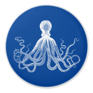 Bouton De Porte En Céramique Octopus bleu foncé
