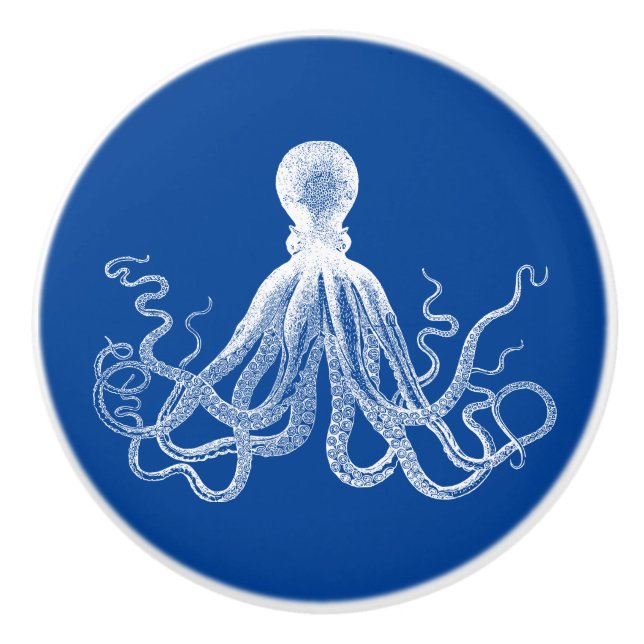Bouton De Porte En Céramique Octopus bleu foncé (Devant)