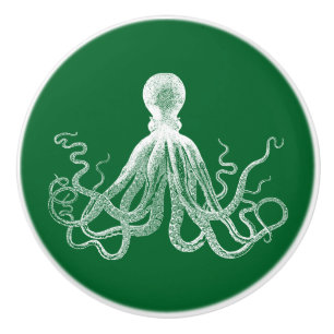 Bouton De Porte En Céramique Octopus Kraken vert