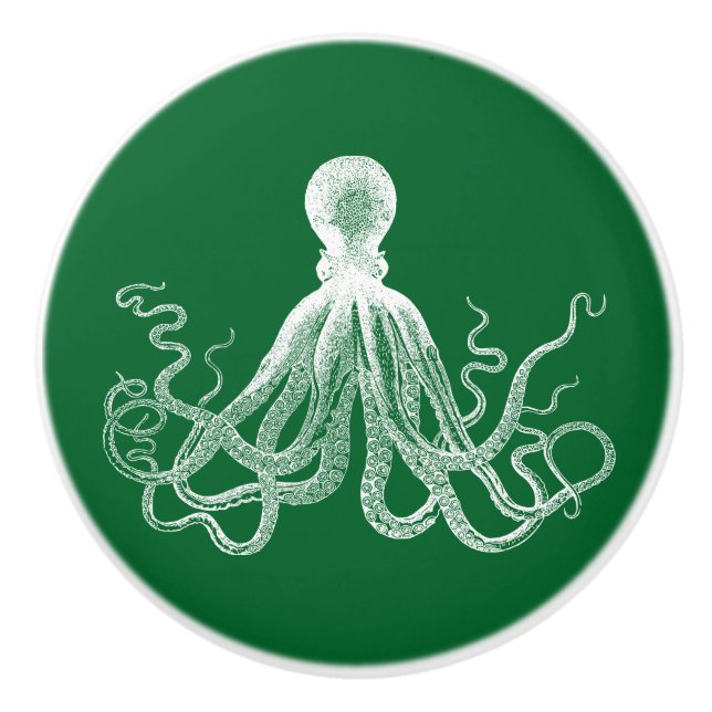 Bouton De Porte En Céramique Octopus Kraken vert (Devant)