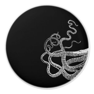 Bouton De Porte En Céramique Octopus Tentacles noir