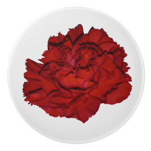 Bouton De Porte En Céramique Œillet rouge