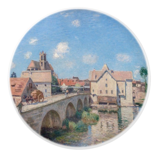 Bouton De Porte En Céramique OEuvre d'Alfred Sisley - Le Pont de Moret (Devant)