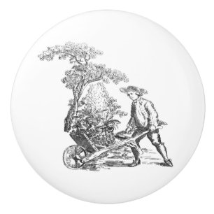 Bouton De Porte En Céramique OEuvre d'art rural antique
