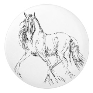 Bouton De Porte En Céramique OEuvre d'esquisse Cheval en mouvement