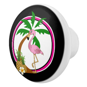 Bouton De Porte En Céramique Oiseau de Flamant rose tropical