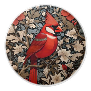 Bouton De Porte En Céramique Oiseau du Cardinal du Nord William Morris Inspiré