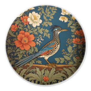 Bouton De Porte En Céramique Oiseau Gélinotte Élégant Inspiré de William Morris