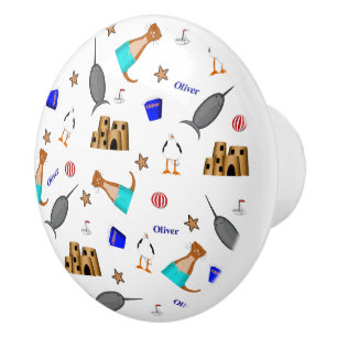 Bouton De Porte En Céramique Oliver Le Motif de vacances de la plage d'été Otte