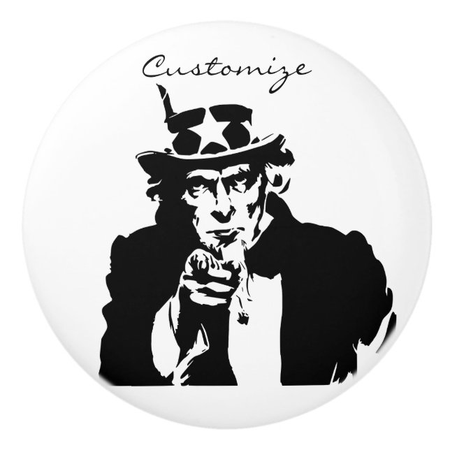 Bouton De Porte En Céramique Oncle Sam veut vous Thunder_Cove (Devant)